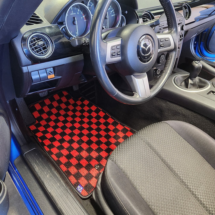 Chikara JDM style Checkered Floor mats for 2006-2015 NC Miata LHD MX5 LHD