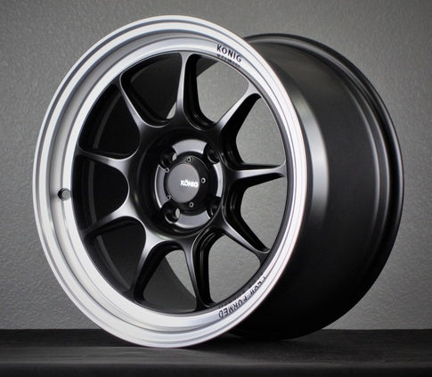 Konig Countergram 15x8 +25 Matte Black w/ Matte Machined Lip