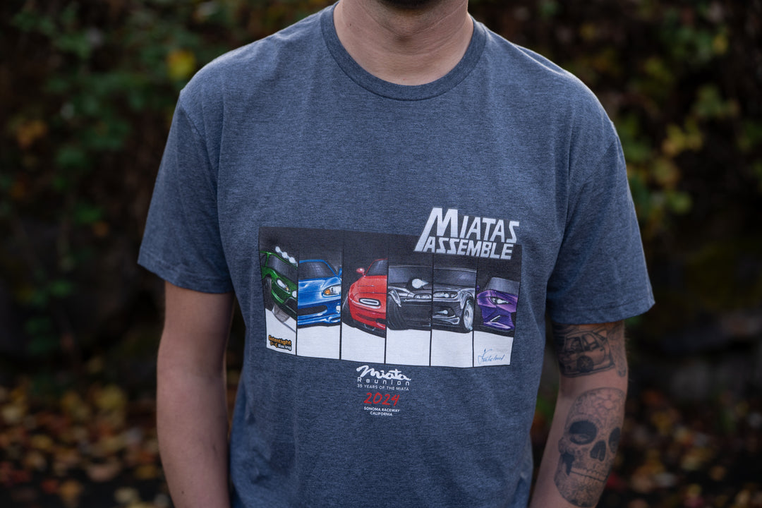 Miatas Assemble - 2024 Miata Reunion Limited Edition Shirt - Celebrating 4 Generations