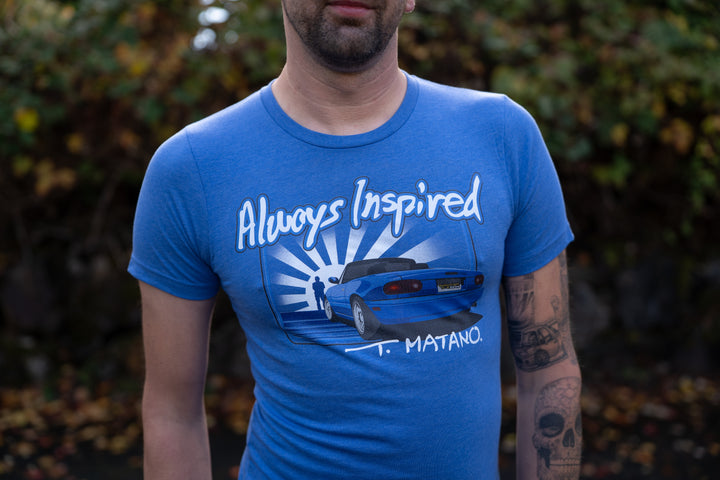 Always Inspired – Tom Matano Tribute Tee (Mariner Blue Miata)
